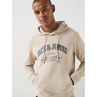 Jack & Jones Men'S Denver Logo Graphic Hoodie - Cream