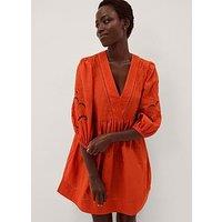 Monsoon Noelle Embroidered Mini Dress - Orange