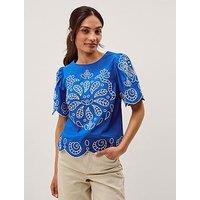 Monsoon Keira Embroidered Top - Blue