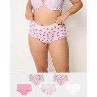Yours Curve 5 Pack Melon Print Full Briefs - Pink