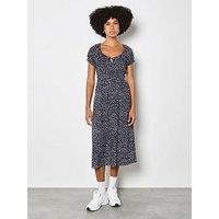 Apricot Milkmaid Midi Spot Printed Dress