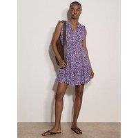 Apricot Ruffle Tiered Ditsy Mini Dress - Purple