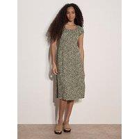Apricot Brush Dot Milkmaid Midi Dress