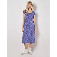 Apricot Brush Dot Milkmaid Midi Dress - Purple
