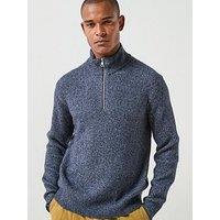 Jack & Jones Frederiksberg Ollie Zip Neck Knitted Jumper - Blue