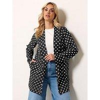 Yours Curve Spot Print Scuba Blazer - Black
