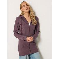 Long Tall Sally Longline Zip Through Hoodie - Purple