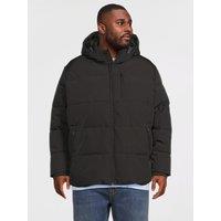 Jack & Jones Mens Big & Tall Becks Quilted Hooded Puffer Coat - Black