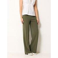 Long Tall Sally Textured Wide Leg Trousers 34" - Green