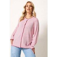 Yours Curve Scallop Edge Cardigan - Pink