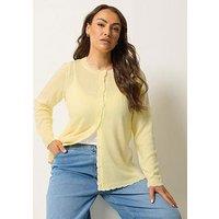 Yours Curve Scallop Edge Cardigan - Yellow