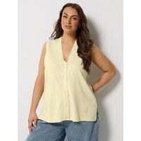 Yours Curve Knitted Waistcoat - Yellow
