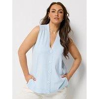 Yours Curve Knitted Waistcoat - Blue