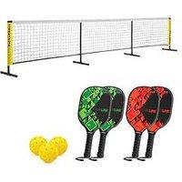 Baseline Pickleball 4 Player Set - Wooden Paddle Bats, Net & Balls