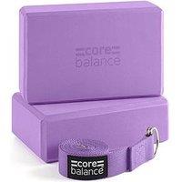 Core Balance Yoga Block & Strap Set - Eva Foam, Purple