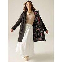 Regatta Ladies Cath Kidston Long Waterproof Shell Jacket - Black Hackney Rose