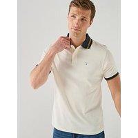 Barbour Anthorn Textured Tailored Fit Tipped Polo Shirt - Cream