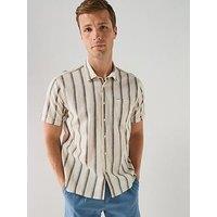 Barbour Relaxed Fit Barkend Striped Short Sleeve Shirt - Cream