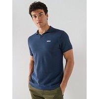 Barbour International Milbank Textured Open Collar Polo Shirt - Navy