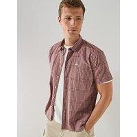 Barbour Relaxed Fit Carrock Check Seersucker Short Sleeve Shirt - Dark Red