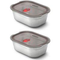 Black+Blum Set Of 2 Black + Blum Steel Food Box Large 1200Ml - Grey & Red