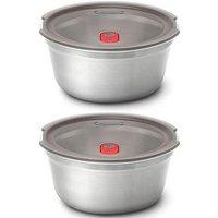 Black+Blum Set Of 2 Black + Blum Steel Food Bowl Large 950Ml - Grey & Red