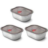 Black+Blum Set Of 3 Black + Blum Steel Food Box Medium 900Ml - Grey & Red