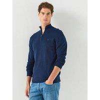 Hackett Essential Cotton 1/4 Zip Knitted Jumper - Navy