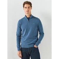 Hackett Essential Cotton 1/4 Zip Knitted Jumper - Blue