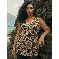 Roman Curve Floral Print Vest Top