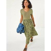 Roman Floral Print Pocket Midi Dress