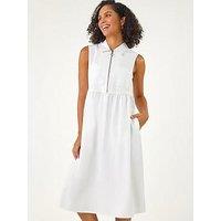 Roman Collared Zip Front Midi Dress