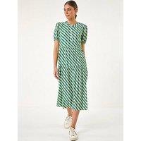 Roman Geo Print Button Shirt Midi Dress