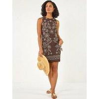 Roman Floral Motif Shift Dress