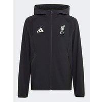 Adidas Junior Liverpool Fc Tiro Travel Full Zip Windbreaker - Black