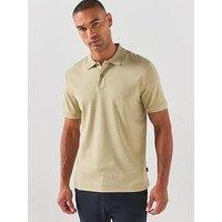Boss Patterned Collar Stretch Polo Shirt - Dark Beige