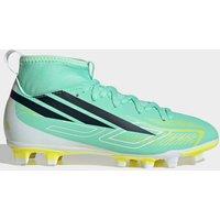 Adidas Junior F50 Hyperfast Club Mid Firm Ground Football Boots - Green/Navy