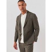 Boss Slim-Fit Jacket In Virgin Wool And Linen - Green