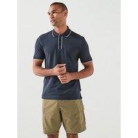 Boss Contrast Placket Polo Shirt - Dark Blue