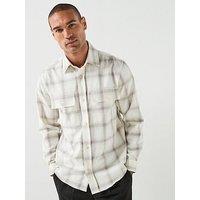 Boss Checked Relaxed Fit Overshirt - Open White