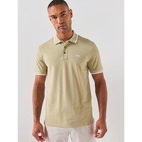 Boss Pipe Trim Pique Polo Shirt - Dark Beige