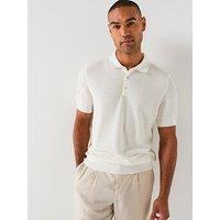 Boss H-Lurazio Textured Knitted Polo Shirt - Open - White