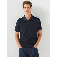 Boss Boss H-Lurazio Textured Knitted Polo Shirt - Dark Blue