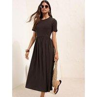 Friends Like These Short Sleeve 2 In 1 Midi Dress - Chocolate Brown