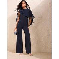 Friends Like These Chiffon Cape Jumpsuit - Blue