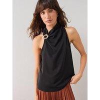 The Very Collection Gold Detail Cowl Neck Blouse - Black