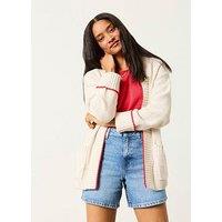 Fatface Shrimp Cardigan - White