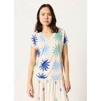 Fatface Lauren Sun Tile Print T-Shirt - White