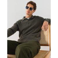 Only & Sons Mens Boucle Knit Long Sleeve Polo Shirt - Raisin