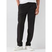 Only & Sons Mens Tapered Stretch Tailored Smart Trousers - Black